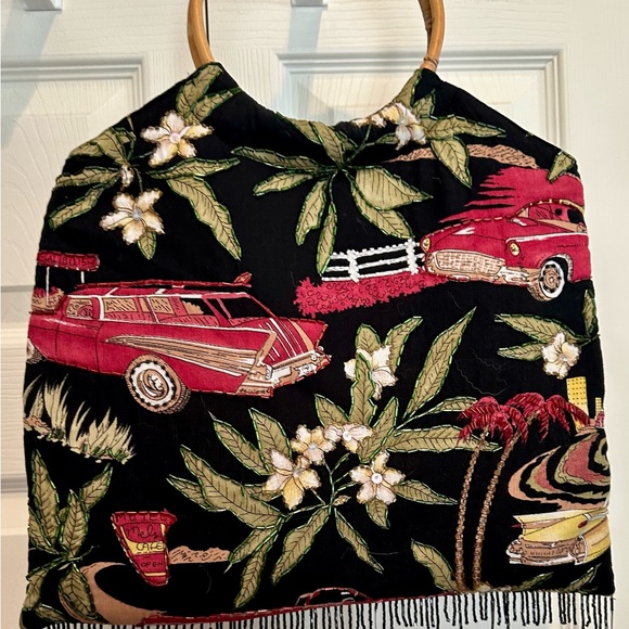 Vintage Baik Baik Honolulu hula purses/bags with bamboo handles Hawaiian Designs - Picture 2 of 14